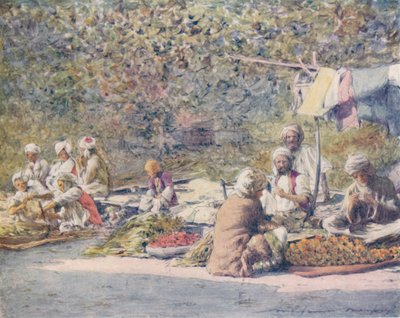 Targ warzywny, Peshawur, 1905 autorstwa Mortimer Ludington Menpes