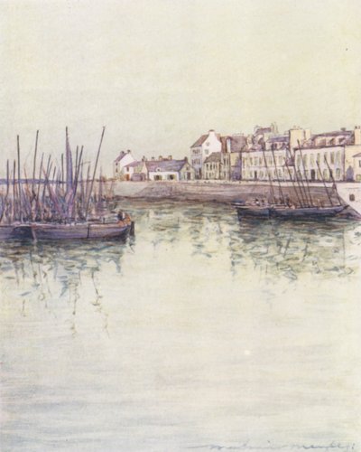 Port Concarneau (kolorowa litografia) autorstwa Mortimer Ludington Menpes