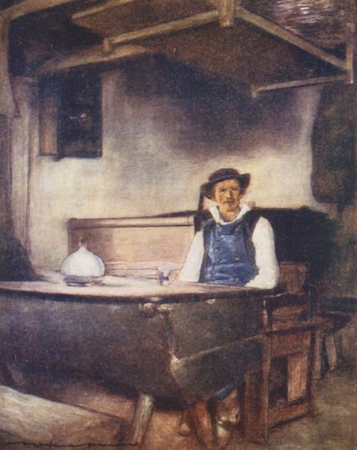 W Auberge, Pont-Aven (kolorowa litografia) autorstwa Mortimer Ludington Menpes