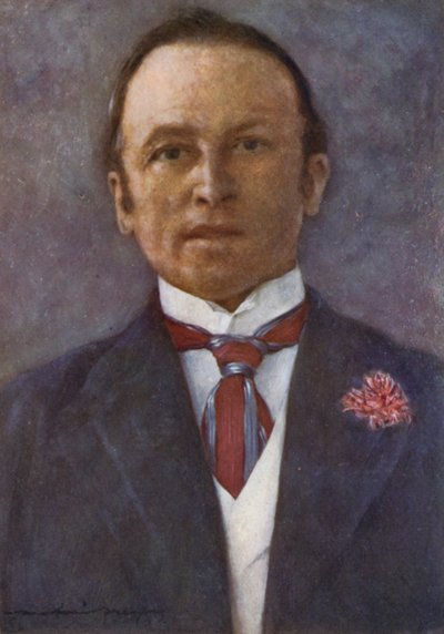 Lord Curzon w swoim gabinecie w Delhi (kolor lito) autorstwa Mortimer Ludington Menpes