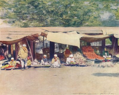 Dzień Targowy w Peshawur, 1905 autorstwa Mortimer Ludington Menpes