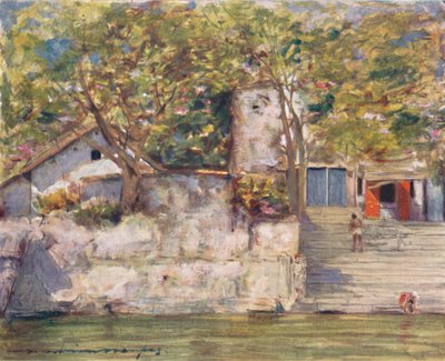 Na schodkach rzeki w Agrze, 1905 autorstwa Mortimer Ludington Menpes