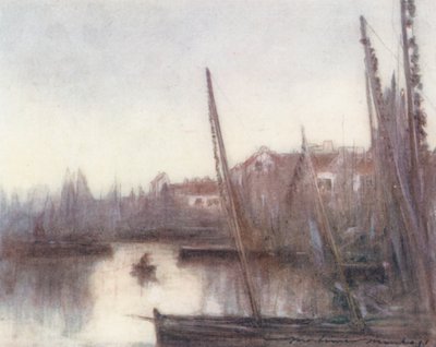 Flota sardynek, Concarneau (kolorowa litografia) autorstwa Mortimer Ludington Menpes