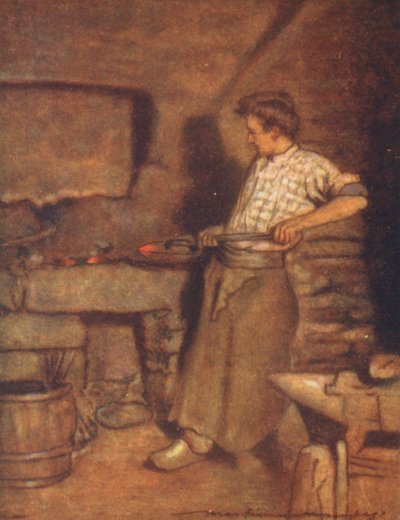The Village Forge, Pont-Aven (kolorowa litografia) autorstwa Mortimer Ludington Menpes