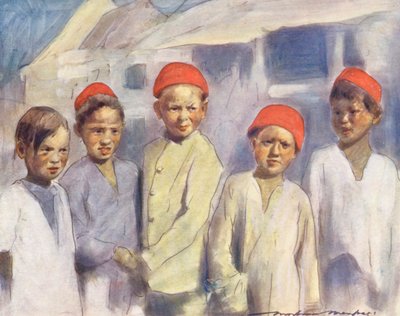 Dzieci świata: Cingalese, Watching the Race (kolorowa litografia) autorstwa Mortimer Ludington Menpes