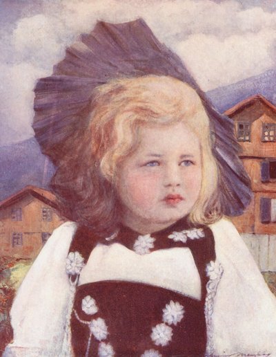 Dzieci świata: Szwajcar, Dziecko z Interlaken (kolorowa litografia) autorstwa Mortimer Ludington Menpes