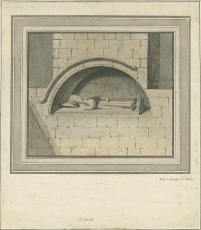 Elford Church – „Pomnik Stanleya”: rysunek akwarelą, bd [?XVIII wiek] autorstwa Moses Griffiths