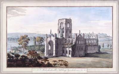 Północno-wschodni widok na opactwo Kirkstall autorstwa Moses Griffiths