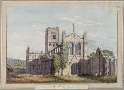 Widok na północno-zachodnie opactwo Kirkstall, 1777 autorstwa Moses Griffiths