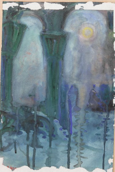 Reflexões Noturnas, Veneza (aquarela sobre papel) polonês autorstwa Moses J. Adams