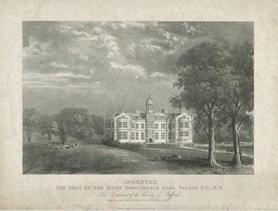 Ingestre Hall: litografia, bd [ok. 1840] autorstwa Moses Webster