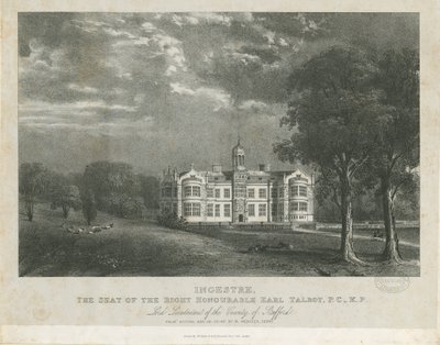 Ingestre Hall: litografia, bd [ok. 1840] autorstwa Moses Webster