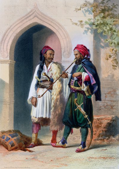 Żołnierze Arnaout i Osmanli w Aleksandrii, Egipt, 1848 autorstwa Mouilleron
