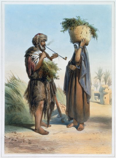 Fellah mężczyzna i kobieta, 1848 autorstwa Mouilleron