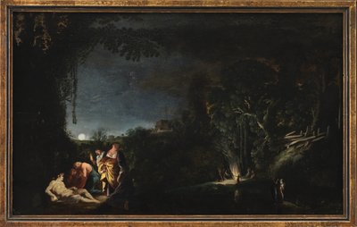 Moonlight Landscape z motywem mitologicznym (?) autorstwa Moyses van Wtenbrouck