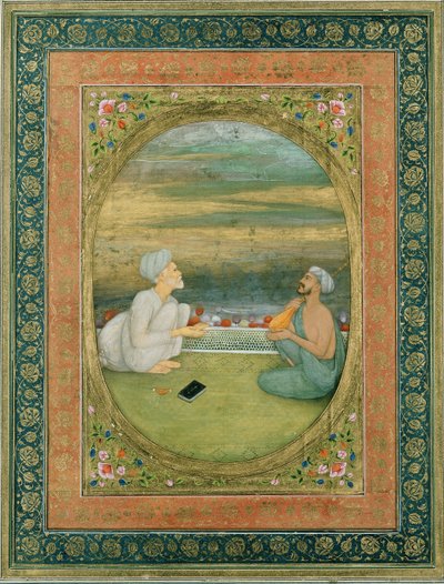 Mułła i muzyk, ok. 1640-1650 autorstwa Mughal School