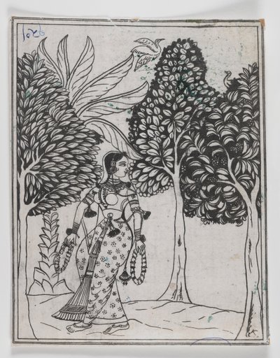Kamod Ragini, 1605-1610 (tusz na papierze) autorstwa Mughal School