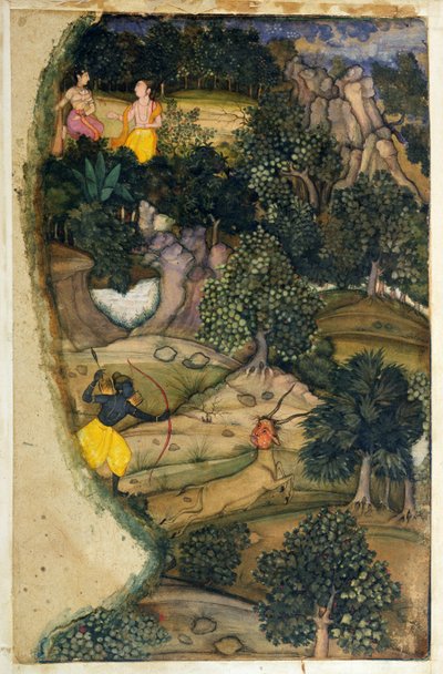 Rama ściga Złotego Jelenia, z Ramajany, 1600 autorstwa Mughal School