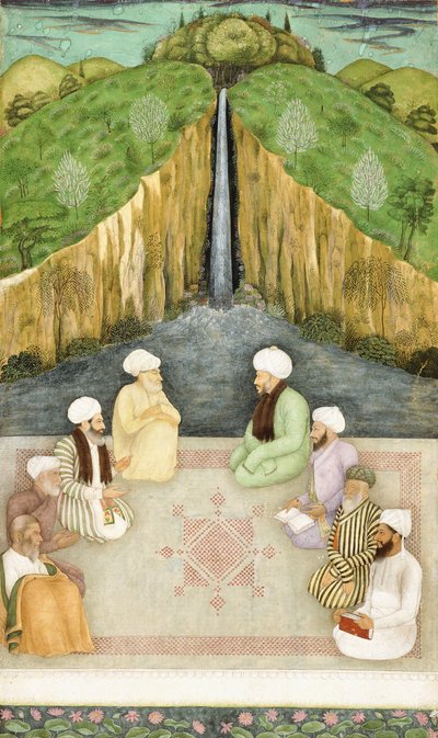 Mędrcy w dyskusji religijnej, ok.1680 autorstwa Mughal School