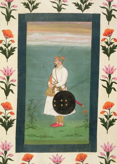 Postać stojąca oficera, z Albumu Małego Clive ok. 1635-40 (wc nieprzezroczyste na papierze) autorstwa Mughal School
