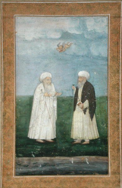 Dwaj muzułmańscy święci mężowie, z Małego Albumu Clive (nieprzezroczysta akwarela na papierze) autorstwa Mughal School