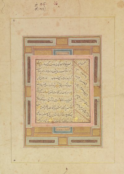 Strona kaligrafii, początek XVII wieku. autorstwa Muhammad Husain Kashmiri