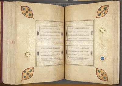 Fol 82 verso 83 recto, Timurid Koran, 1441 (tusz i złoto na papierze) autorstwa Muhammad Mumin Abdallah Al Murwand
