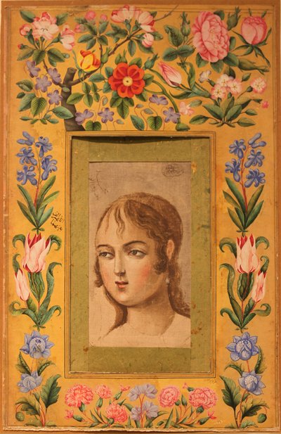 Obraz młodej piękności, Iran, lata 1740-50. autorstwa Muhammad Sadiq