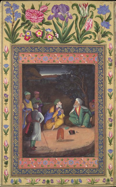 A Nighttime Gathering, Folio z albumu Davisa, datowane na lata 1664-65. autorstwa Muhammad Zaman