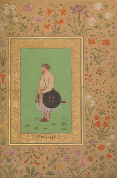 Portret Khana podczas Bahadur Nusrat Jung, Folio z albumu Shah Jahan, Verso: Ka. 1640. autorstwa Murad