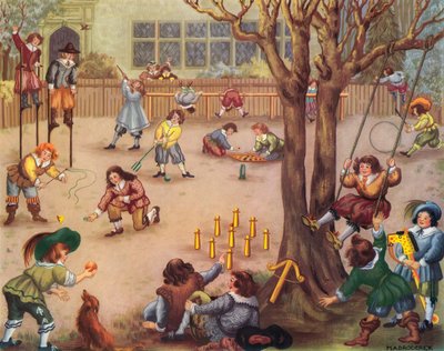 Sport chłopięcy koniec XVII wieku (kolorowa litografia) autorstwa Muriel Broderick