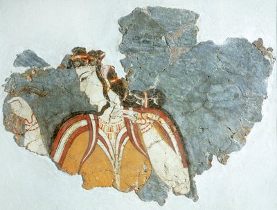 Pani dworu, fresk z Pałacu Mykeńskiego, Grecja, cywilizacja mykeńska autorstwa Mycenaean