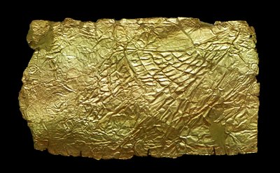 Złota osłona na szklaną tabliczkę w kształcie wazonu autorstwa Mycenaean