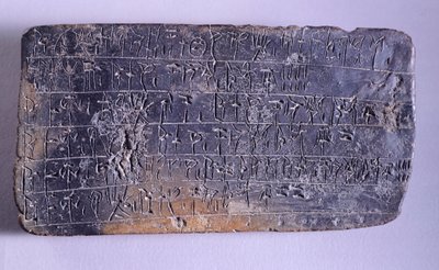 Tabliczka z inskrypcją linearną B, terakota z archiwów Pałacu Nestora w Pylos (Grecja), cywilizacja mykeńska, ok. XIII w. p.n.e. autorstwa Mycenaean
