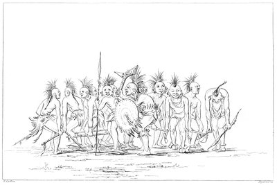 Taniec błagania, Sac and Fox, Rock Island, Upper Mississippi, 1841. autorstwa Myers and Co