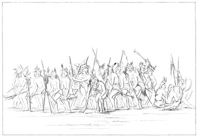 Taniec psa Siuksów, 1841. autorstwa Myers and Co