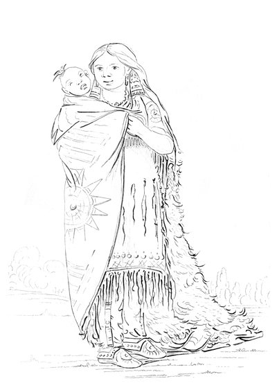 Native American kobieta i dziecko. autorstwa Myers and Co