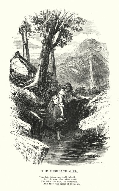 William Wordsworth: Highland Girl (grafika) autorstwa Myles Birket (after) Foster