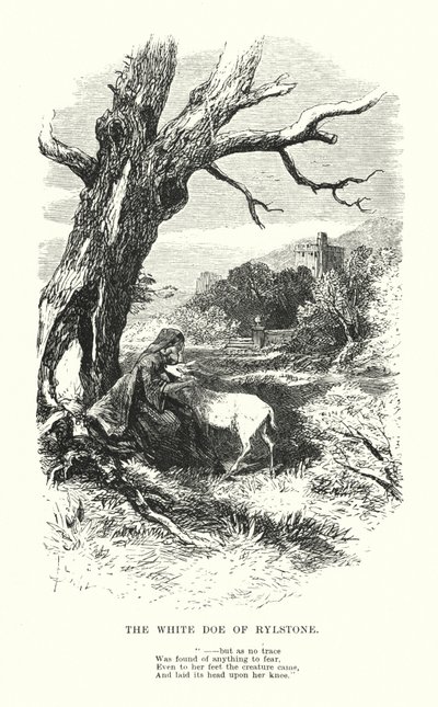 William Wordsworth: Biała Łania z Rylstone (grawerowanie) autorstwa Myles Birket (after) Foster
