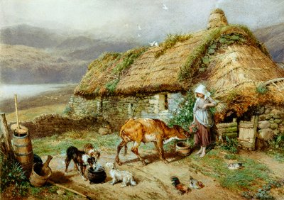 Highland Bothy (bc i wc na papierze) autorstwa Myles Birket Foster