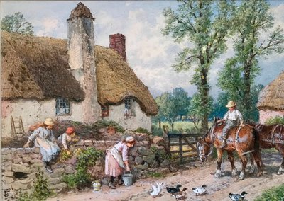 Przydrożne spotkanie: Kaczki na wiejskiej drodze autorstwa Myles Birket Foster