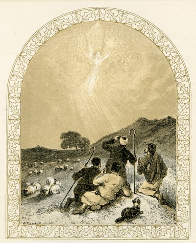 Anioł ukazuje się pasterzom - Biblia autorstwa Myles Birket Foster