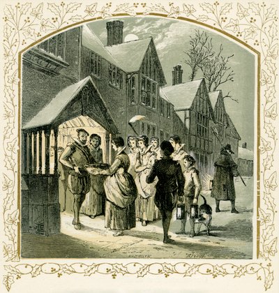 „Kolęda do miski na wassail” – ilustracja Birketa Fostera autorstwa Myles Birket Foster