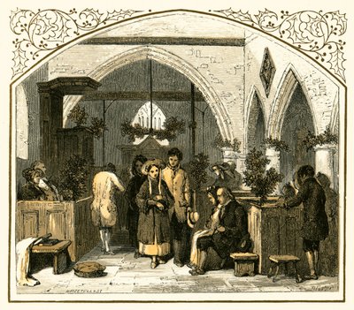 Tarasowanie kościoła na Boże Narodzenie autorstwa Myles Birket Foster