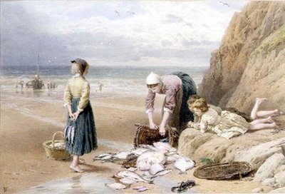Dzieci Rybaka (akwarela i gwasz) autorstwa Myles Birket Foster