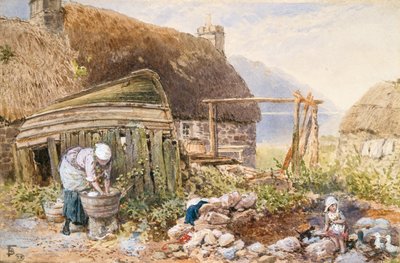 Dzień prania w Balmarcara, ok. 1860 r. (akwarela na papierze) autorstwa Myles Birket Foster