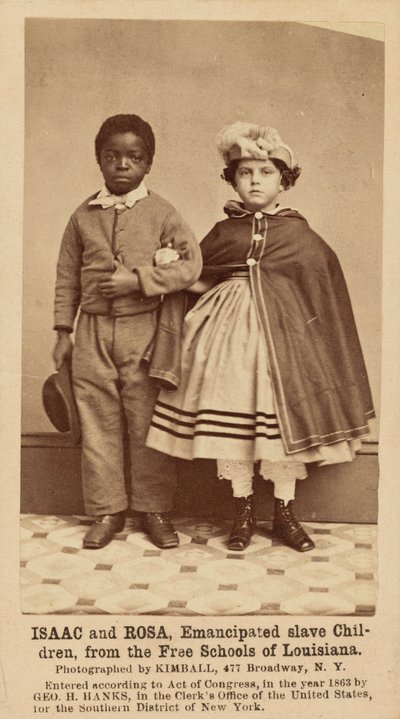 Isaac i Rosa, wyemancypowane dzieci niewolników z wolnych szkół w Luizjanie, 1863-1864 (zdjęcie) autorstwa Myron H. Kimball