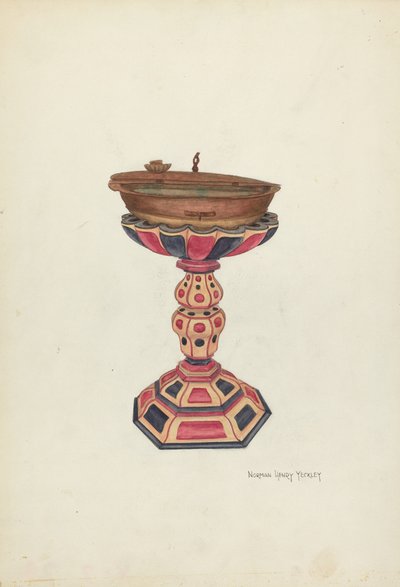 Chrzcielnica i stojak chrzcielny autorstwa N.H. Yeckley