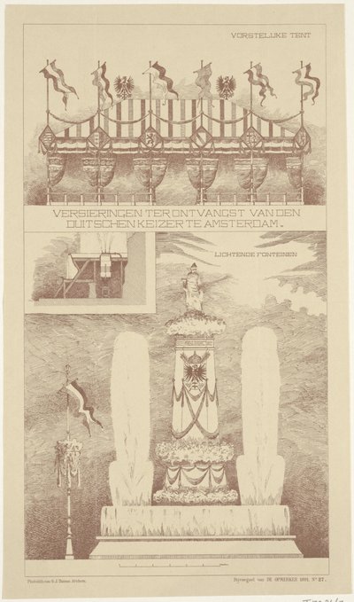 Odznaczenia podczas wizyty cesarza niemieckiego w Amsterdamie, 1891 Odznaczenia na przyjęcie cesarza niemieckiego w Amsterdamie (tytuł na obiekcie) autorstwa NV Drukkerij G.J. Thieme