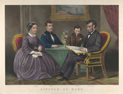 Lincoln w domu, 1867 autorstwa Nathaniel Currier